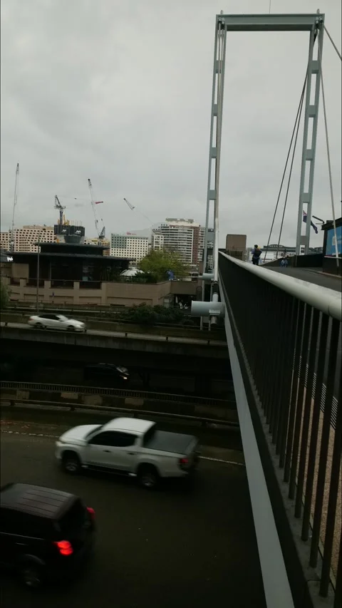 Vertical time lapse Sydney pedestrians, traffic and cranes 4K Video stock 308372018