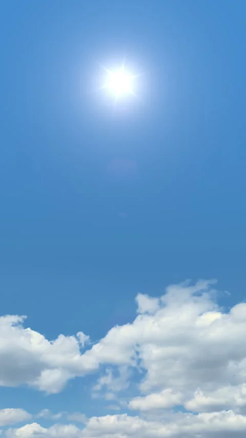 Vertical Timelapse of Clouds in Clear Blue Summer Sky with Sun Video stock 310997786