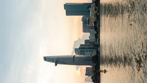 VERTICAL timelapse Saigon Skyline from day to night. Ho Chi Minh, Vietnam. Stock Footage 115958748