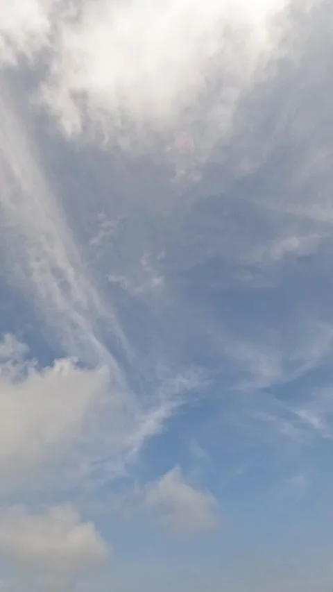 Vertical Timelapse of soft white clouds in the sky moving fast Stock Footage 320918208