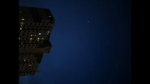 Vertical timelapse video of blue hour sky with star turn into night with li.. Stock Footage 294919834