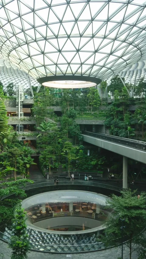 Vertical Timelapse view of giant voltex waterfall in jewel department store.. Stock Footage 236080635