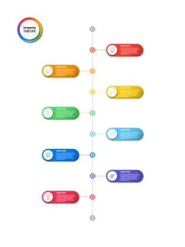 Vertical timeline infographic with round elements on a white background 스톡 일러스트