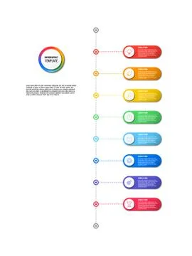 Vertical timeline infographic with round elements on a white background 스톡 일러스트