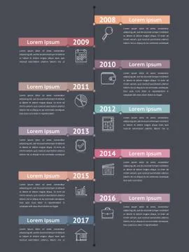 Vertical Timeline Infographics 스톡 일러스트