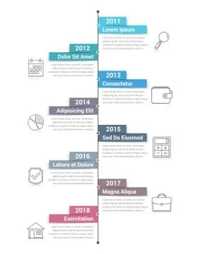Vertical Timeline Infographics Illustrazione stock