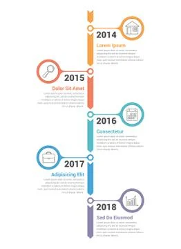 Vertical Timeline Infographics Illustrazione stock