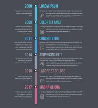 Vertical Timeline Infographics Illustrazione stock