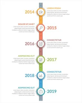 Vertical Timeline Template Illustrazione stock