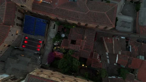 Vertical Top Down Drone View Above Historic Center Of Caceres Spain Stock Footage 336903706