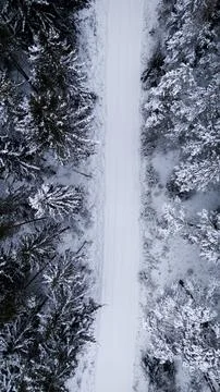 Vertical top down view of icy road Stock Photos
