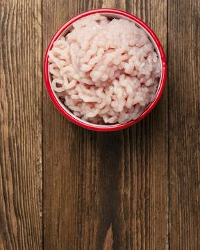 Vertical Top View Raw Chicken Mince 写真素材