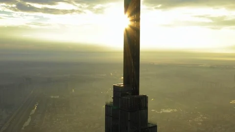 Vertical up top when sunset of the skyscraper Stock Footage 101965601