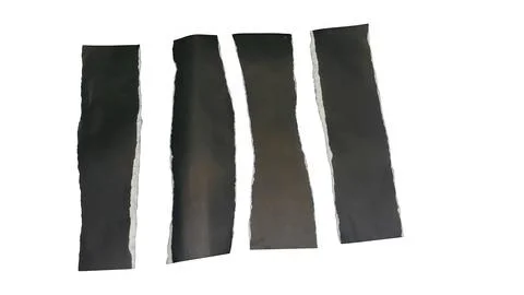 Vertical torn black paper strips on transparent background. 写真素材