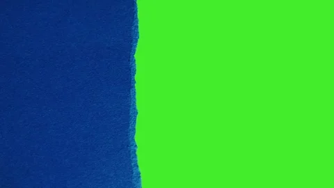 Vertical Torn Blue Paper Edge Reveal on Chroma Key Green Screen Background Stock Footage 320040820