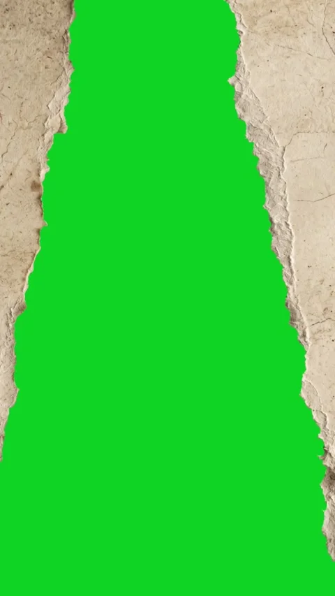 Vertical torn grunge dirty paper split center revealing animated on green Stock Footage 335216701