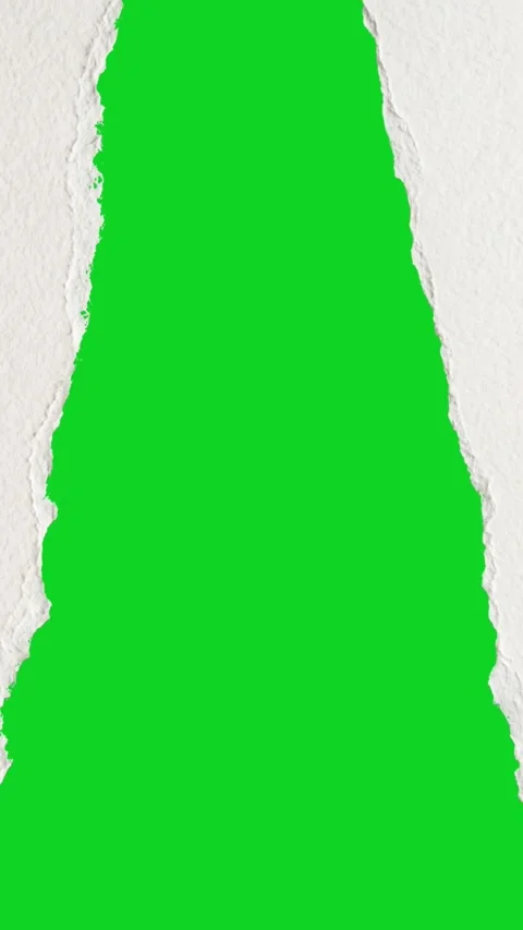 Vertical torn rough watercolor paper split gaps revealing animated on green Stock Footage 335216654