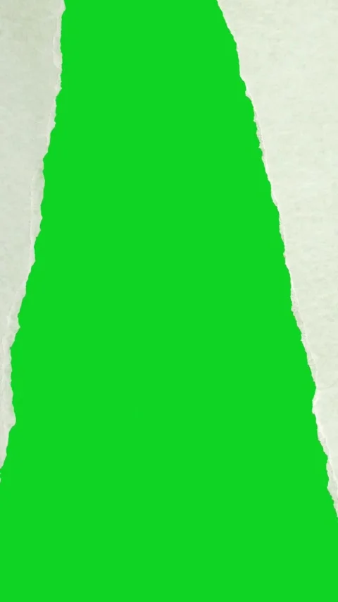 Vertical torn white paper split center gap rip revealing animated on green 動画素材 335216660