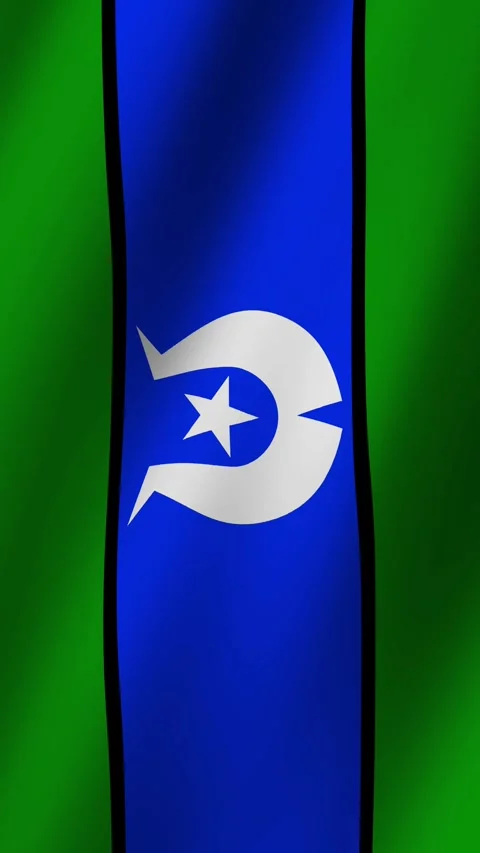 Vertical Torres Strait Islander Flag footage video waving in wind Видео 285434969