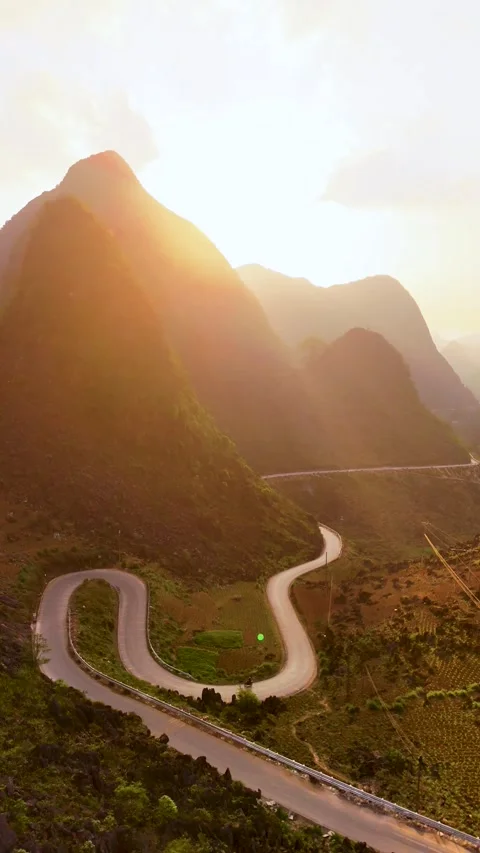 Vertical Tour on the Ha Giang Loop Vietnam, Culture and Mountain Adventure Stock Footage 321523121