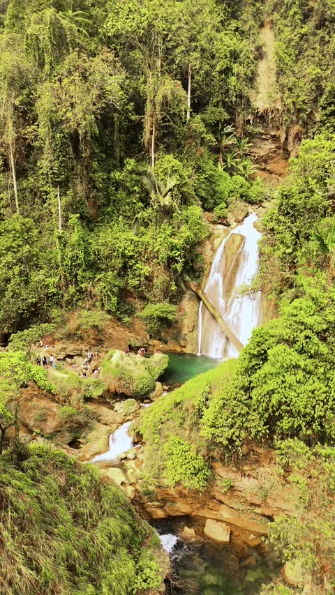 Vertical Tour on the Ha Giang Loop Vietnam, Waterfall and Mountain Adventure Stock Footage 321523124
