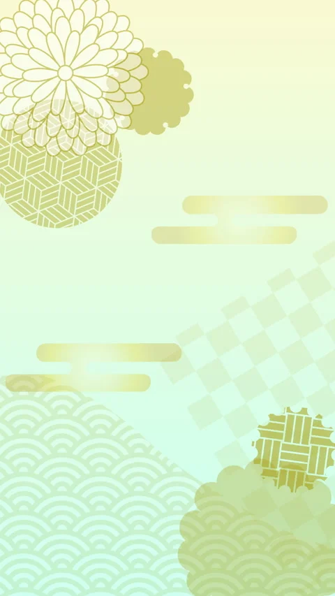 Vertical traditional Japanese loop animation with spinning patterns and clouds Stock Footage 345902467