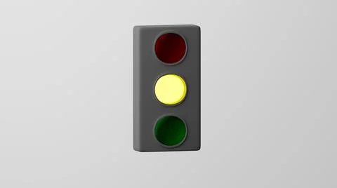 Vertical traffic light burning yellow, road traffic symbol. 3d rendering Stock Illustration