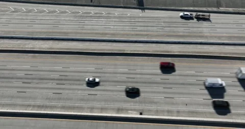 Vertical of Traffic Multi Lane Freeway Drone Aerial Houston Texas USA Stock Footage 277123539