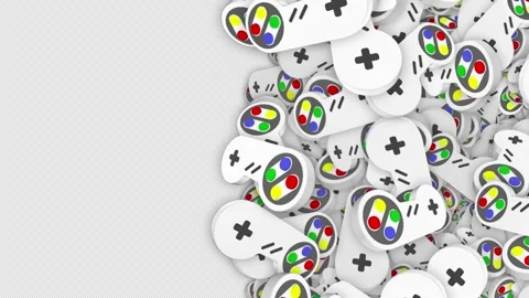 Vertical Transition 3D Video Game Joypads Transition on Alpha Channel, Animation Stock Footage 249346744