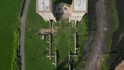 Vertical transition up and down reculver towers Stock Footage 245452865