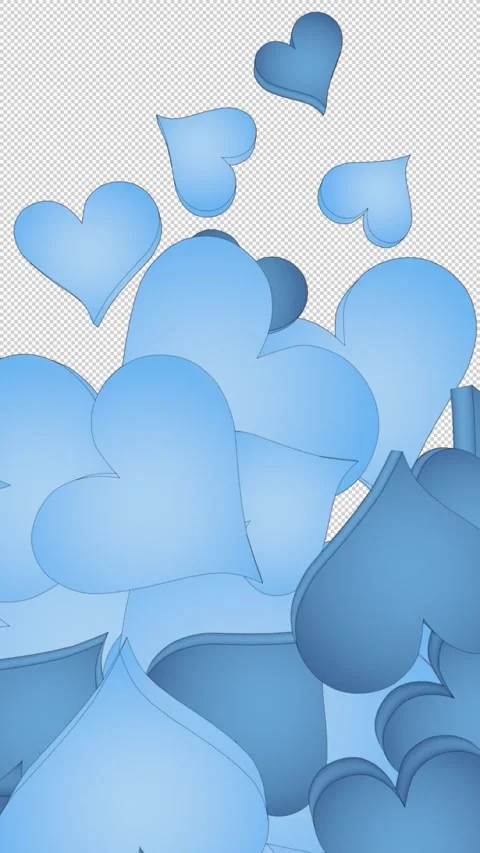 Vertical transition with blue hearts on alpha Stock Footage 313286298