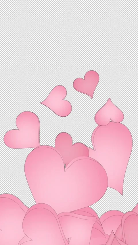 Vertical transition with hearts on a transparent alpha channel background Stock Footage 313144896