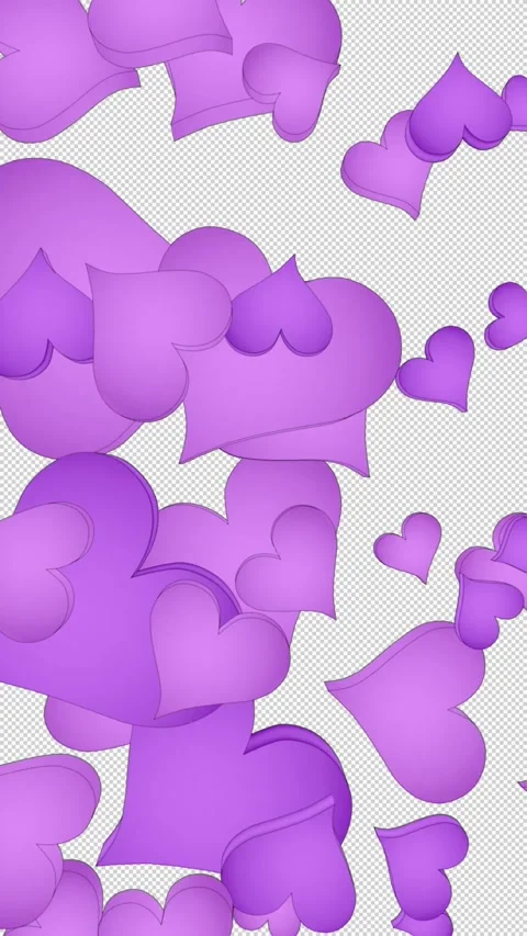 Vertical transition with purple hearts on alpha Stock Footage 313286384