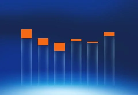 Vertical transparent charts in front of blue background Concept Series イラスト素材
