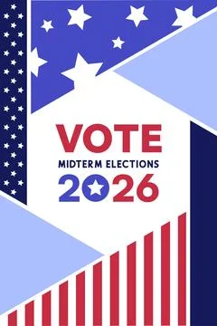 Vertical Triangle Star Stripe Vote Midterm Elections 2026 Stock Illustration