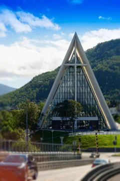 Vertical Tromso temple background Foto stock