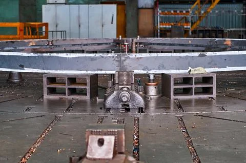 Vertical turning lathe machine tool used in plant workshop Stock Photos