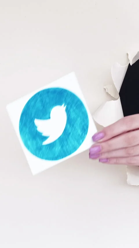 Vertical twitter icon internet app hand site logo Stock Footage 246641934