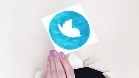 Vertical twitter icon internet app hand site logo Stock Footage 253760299