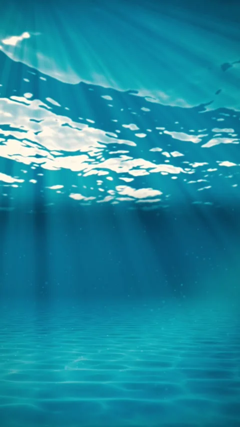 Vertical underwater seamless loop, light rays shining through water surface Stock Footage 338037104