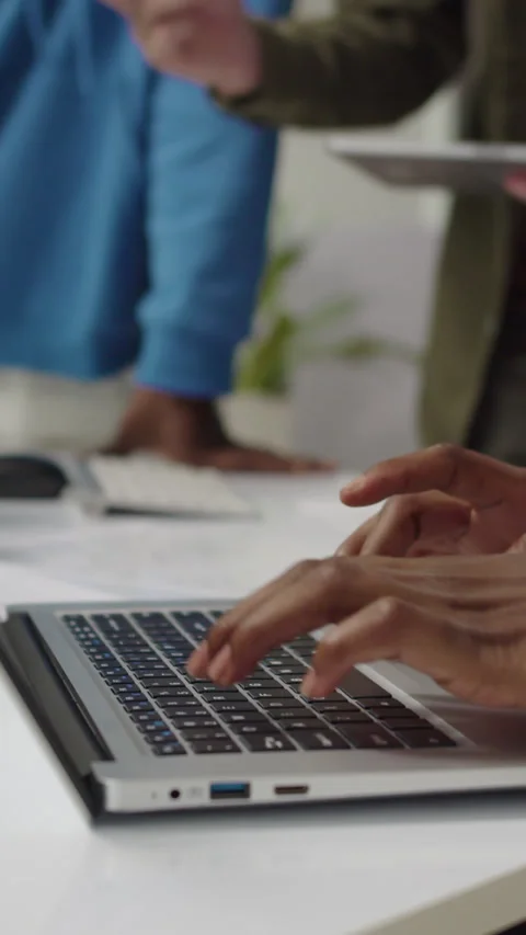 Vertical of Unrecognizable Programmer Coding at Coworking Space Stock Footage 279133025