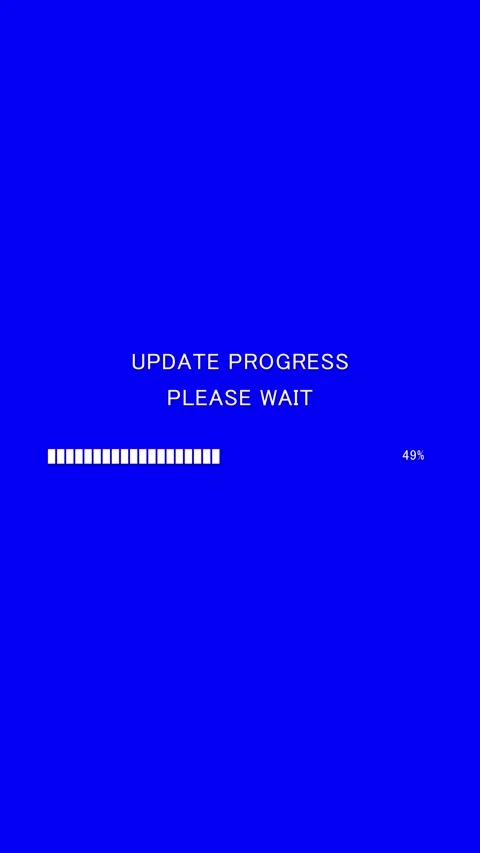 Vertical update progress please wait text with progress bar on blue background Stock Footage 340130759
