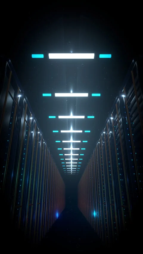 Vertical upward tilting camera motion scanning a massive data, Vertical 9:16 4K Stock Footage 338215649