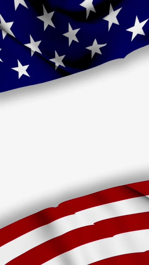 Vertical US  Flag Red Blue and Stars Center Blank Background Loop Video stock 295344151