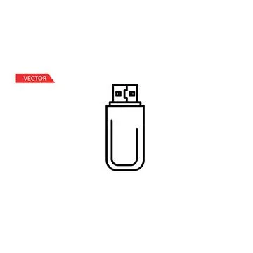 Vertical usb flash drive data storage stick line art illustration 스톡 일러스트