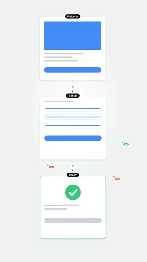 Vertical UX Flow Story Infographic Blue Orange Green Step Animation Clean Stock Footage 346163764