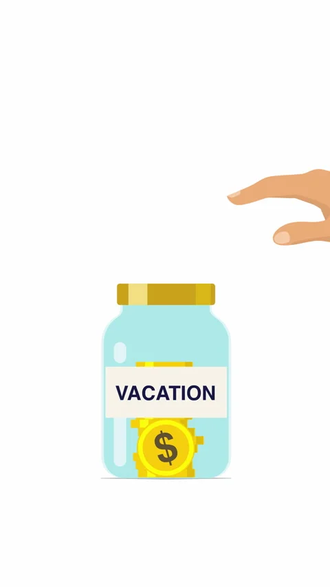 Vertical Vacation Fund Savings Jar Animation with Coins Stock-Footage 335896052