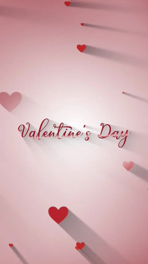 Vertical Valentine’s Day Animated Background for Social Media, Floating Hearts Stock Footage 328161325