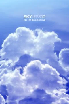Vertical vector background with realistic blue sky Stock Illustration