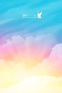 Vertical vector background with realistic pink-blue sky Stock Illustration